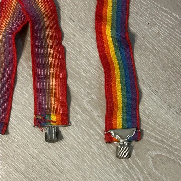 Rainbow Striped Elastic Wide Band Suspenders - Picture 3 of 8